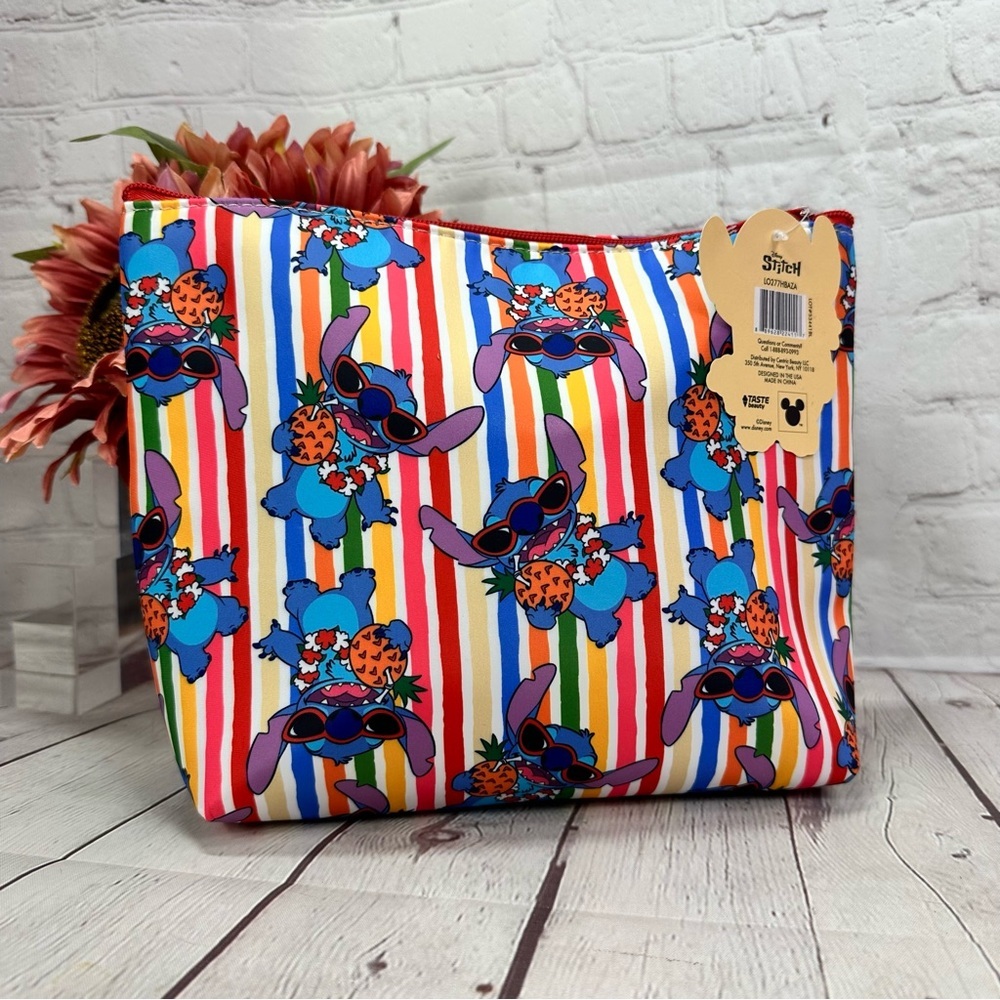 NWT Disney stitch Zipper Cosmetic Pouch bag travel fandom rainbow kidcore resort